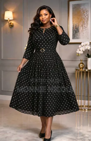 Polkadot Fit and Flare Dress. Round Dress