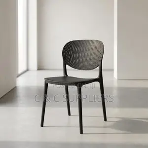 Black Plastic Armless Dining Chair.