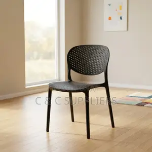 Black Plastic Armless Dining Chair.