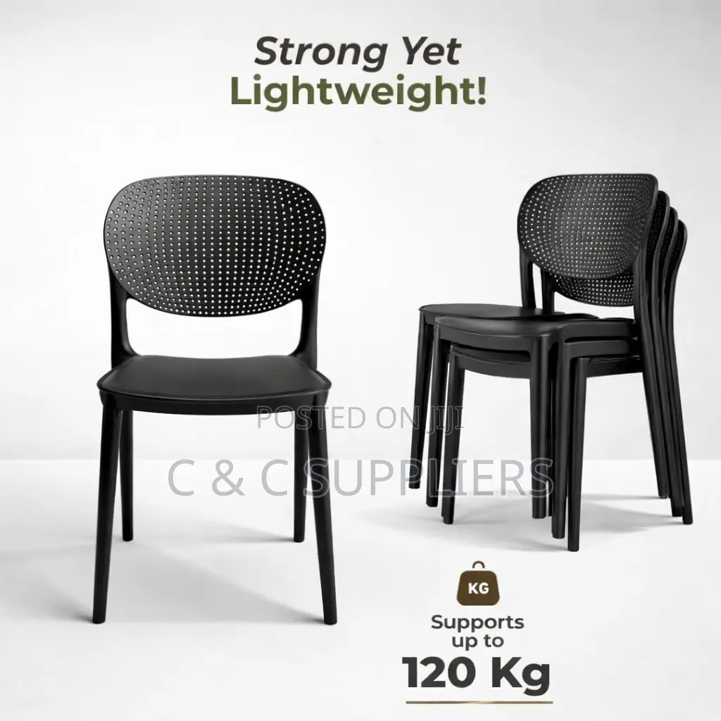 Black Plastic Armless Dining Chair.
