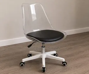 Transparent Ergonomic Swivel Chair With Black Seat