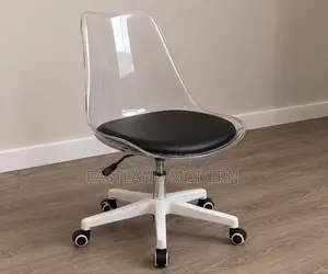 Transparent Ergonomic Swivel Chair With Black Seat