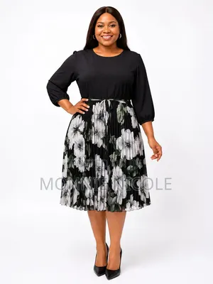 Reflora Purple Circular Floral Pleated Dress
