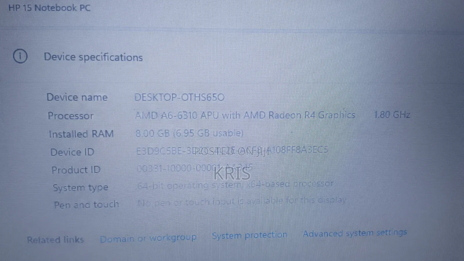Laptop HP 15 8GB AMD A6 SSD 256GB