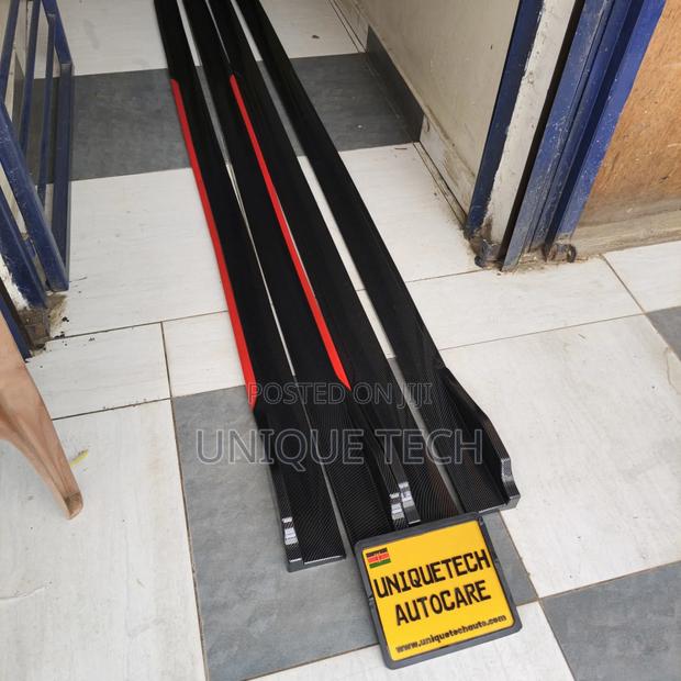Carbon Red Side Skirts for Cars| Universal Side Skirt Kit