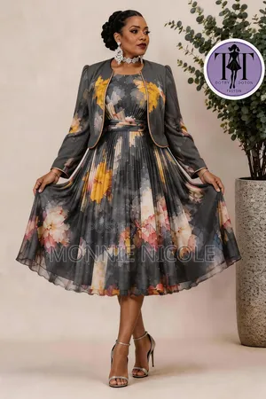 Elegant Circular Dress With Coat. Terry Dress Suit