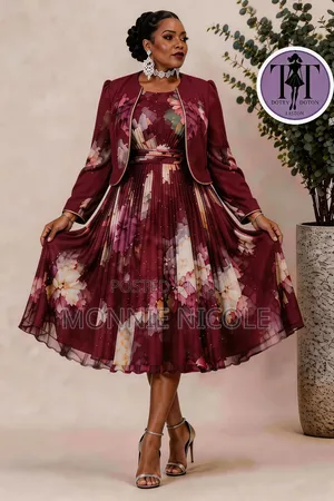 Elegant Circular Dress With Coat. Terry Dress Suit