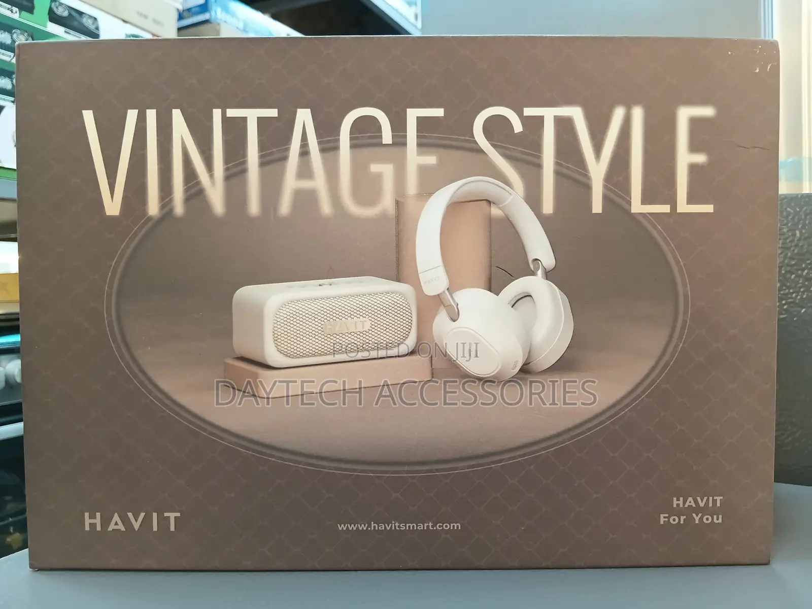 HAVIT SKH001 Bluetooth Speaker Wireless Headphones Combo - Beige