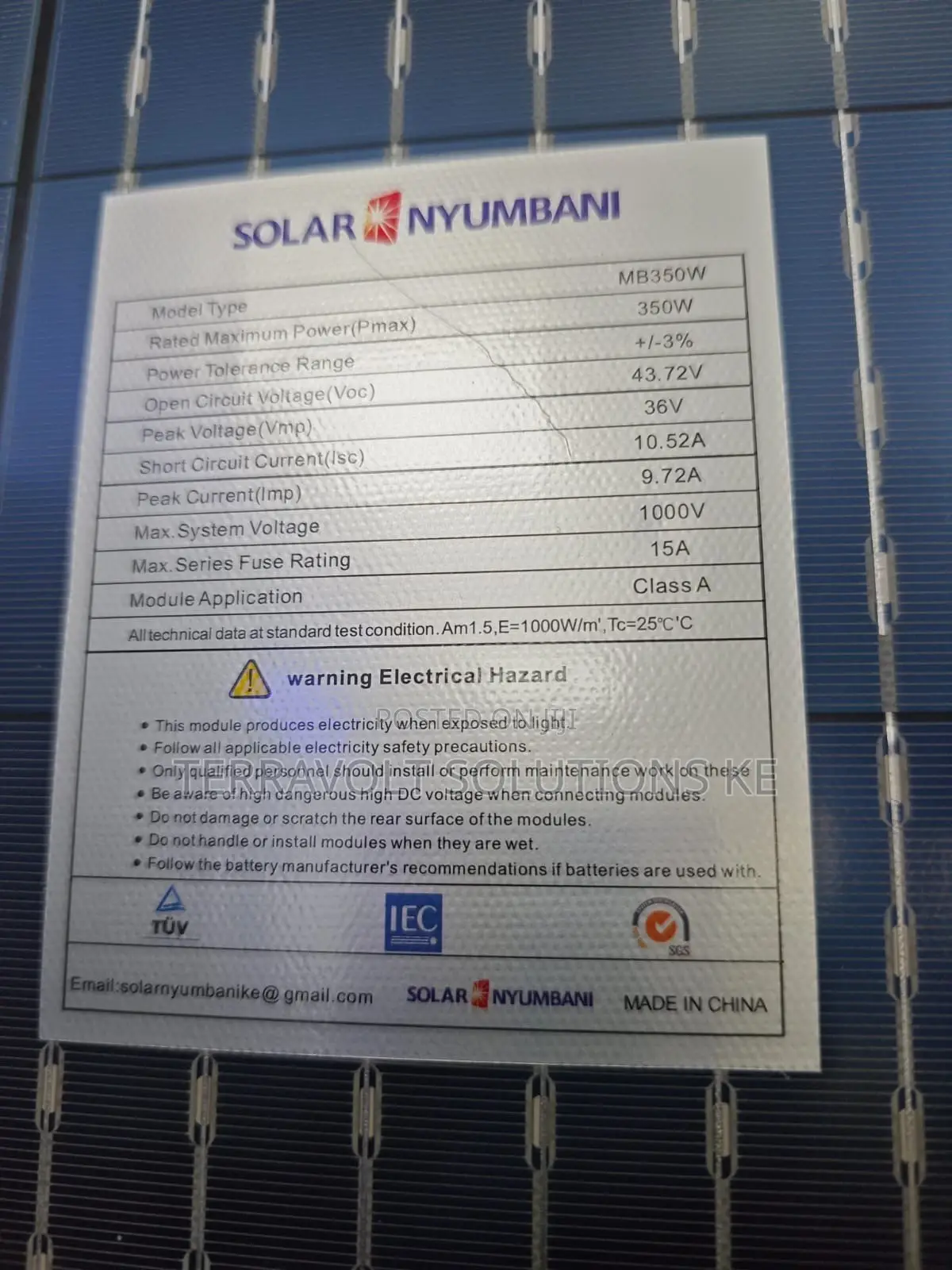 350w Solar Nyumbani 36v Panel