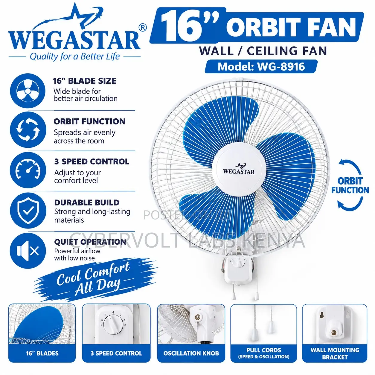 Wegastar 16" Orbit Fan