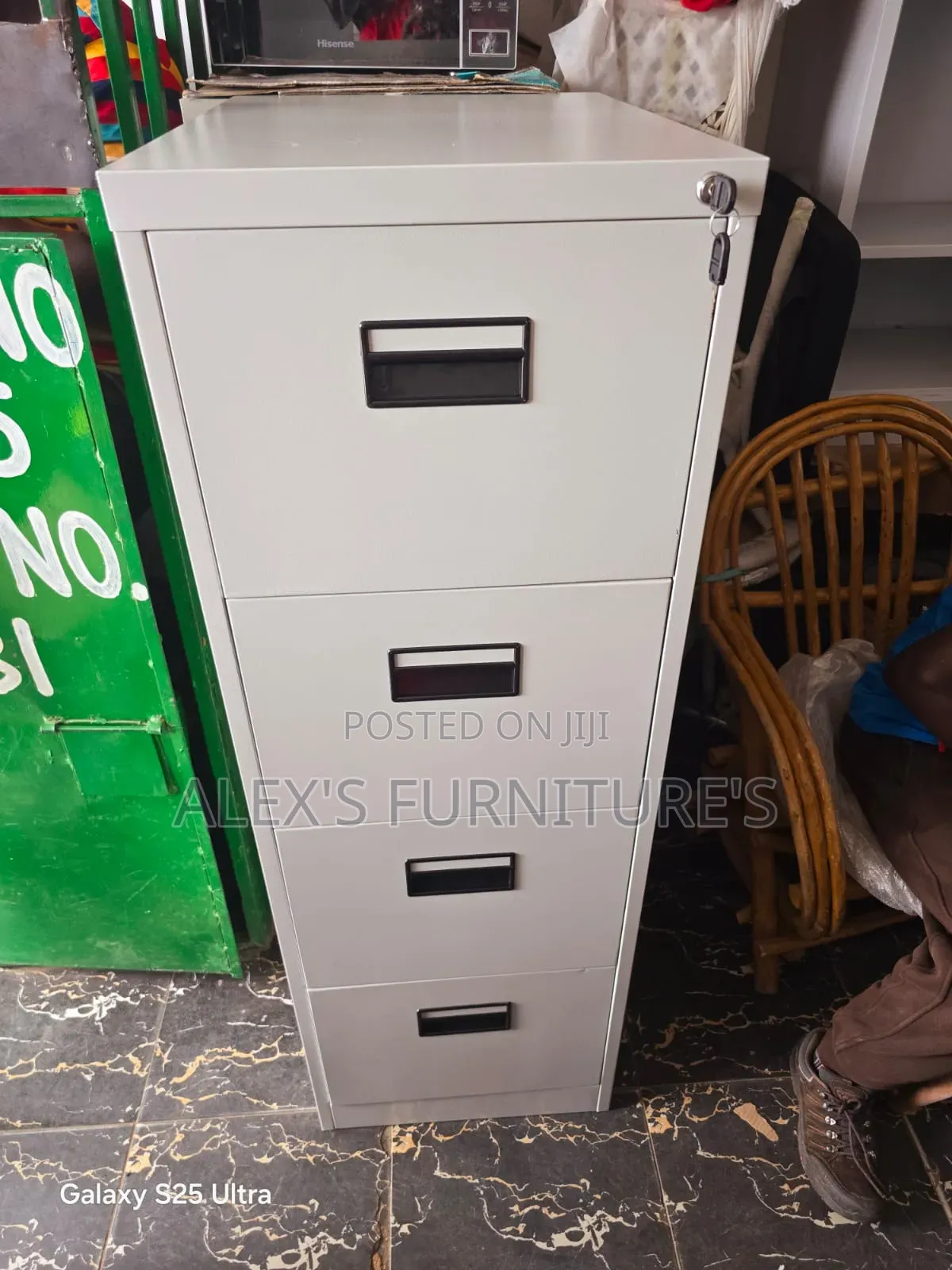 Metallic Office Storage Cabinet Within 4 Drawers