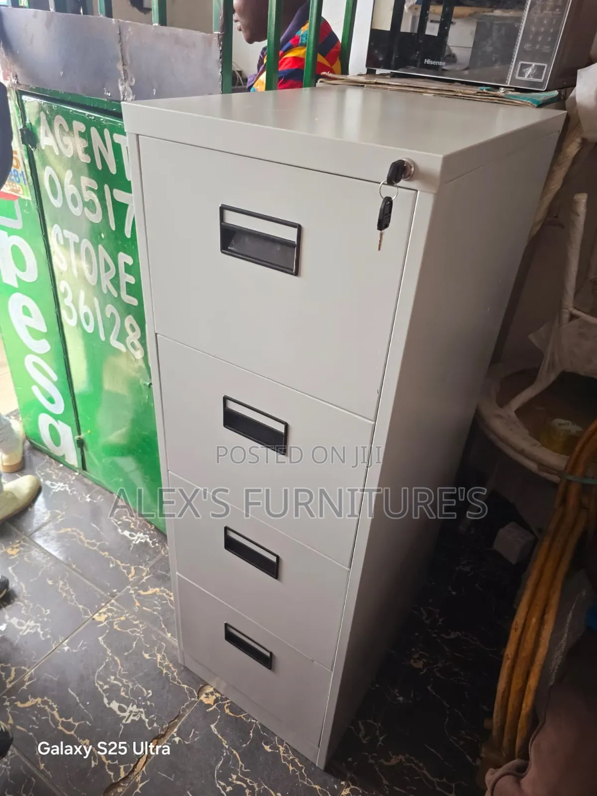 Metallic Office Storage Cabinet Within 4 Drawers