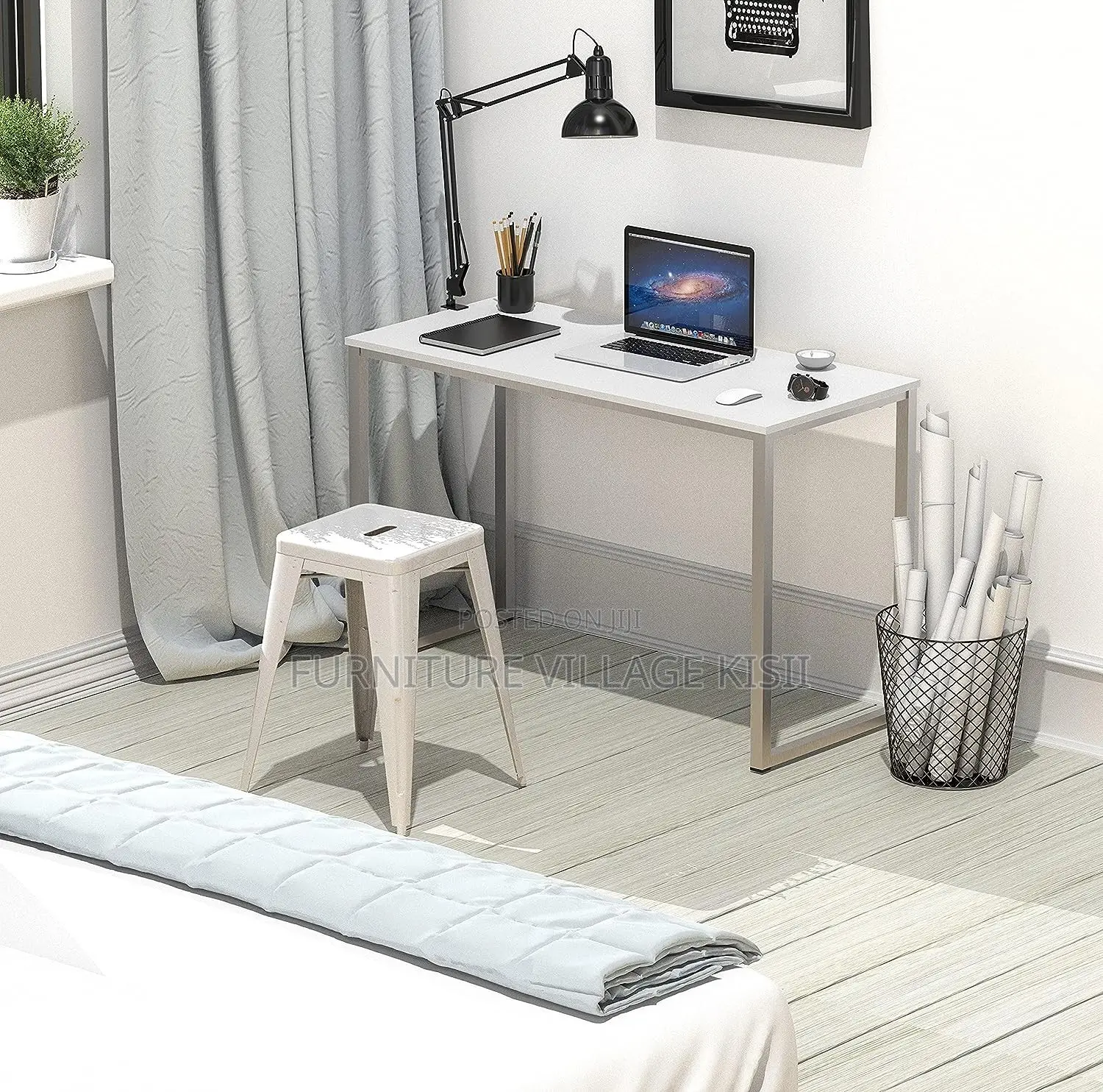 Office Table;1.4M Computer Desk With Metallic Base.