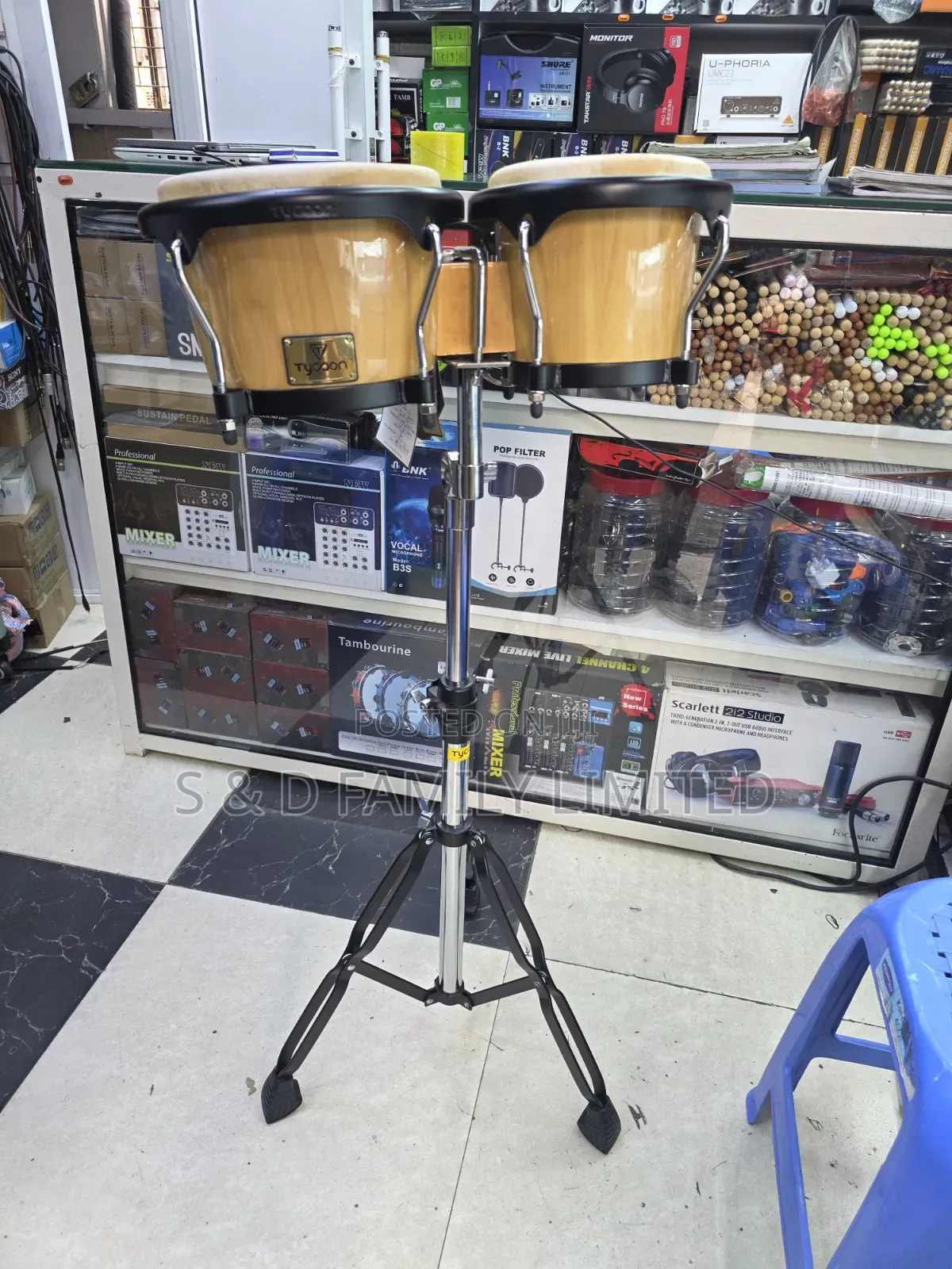 Tycoon Bongo Drums Complete With Stand
