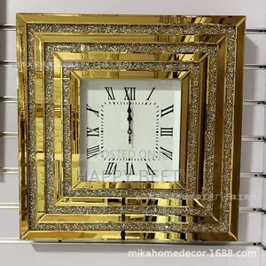 New Nordic Diamond Plane Splicing Glass Wall Mirror Clock