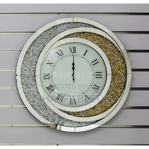 Scandinavian Accessible Luxury Diamond-Encrusted Mirror Art Clock
