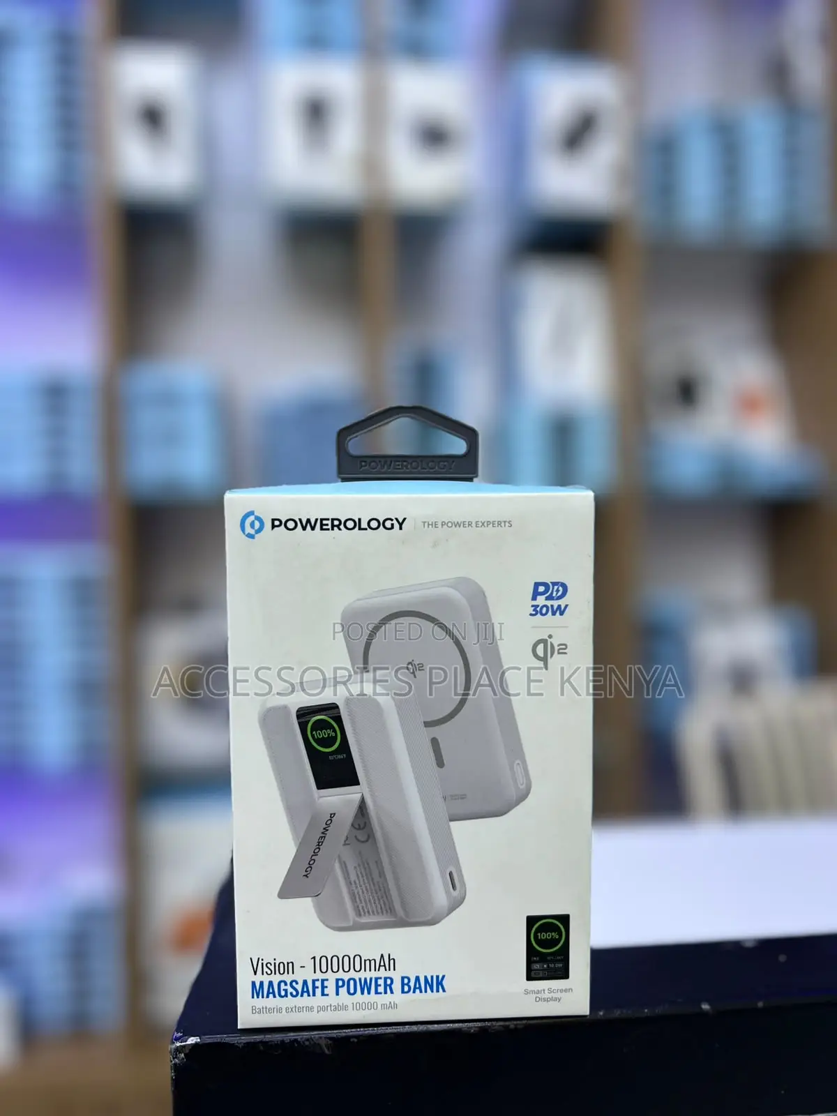 Powerology Vision 10000mAh Qi2 Powerbank With TFT Screen - White