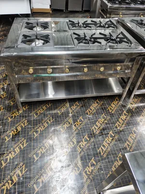 Six Burner Stainless Steel Commercial Cooker With Cast Iron Grills