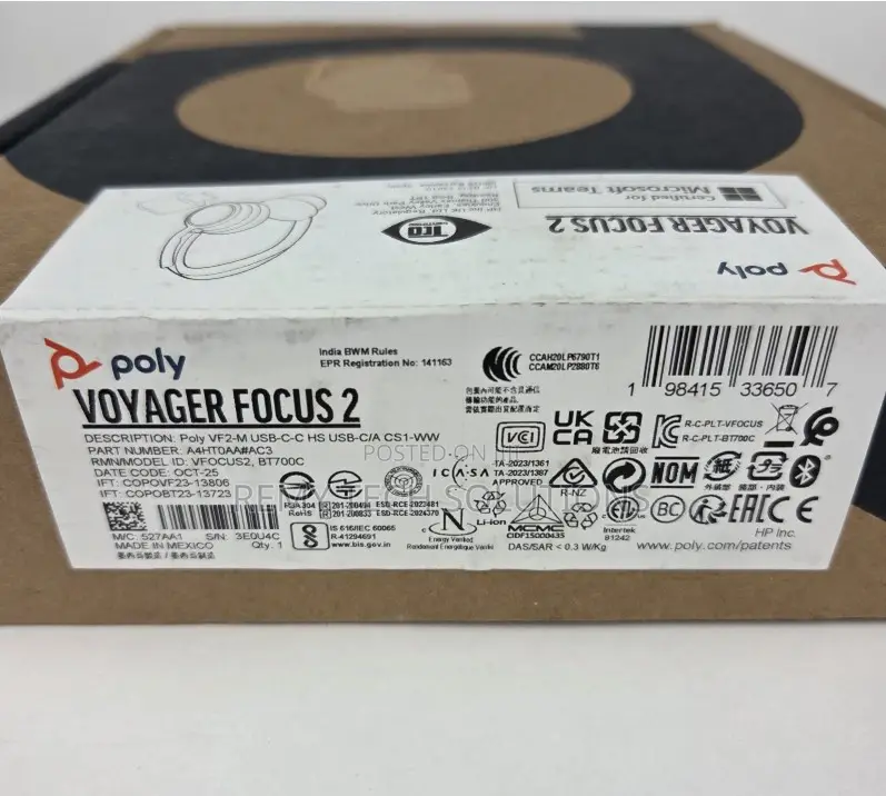 Poly Voyager Focus 2 Stereo Headset || PolyVoyagerFocus2Stereo Headset