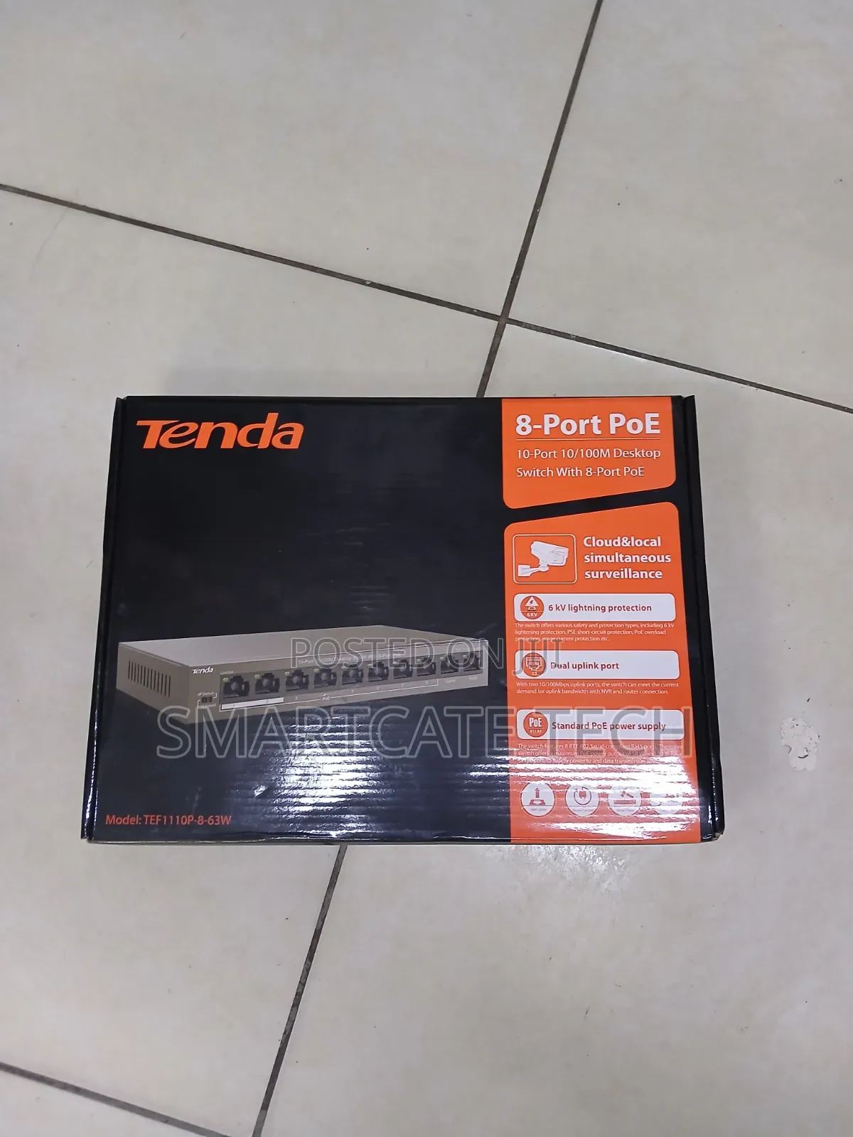 Tenda 8-Port PoE Switch With 63W Power Budget – TEF110P-8-63W