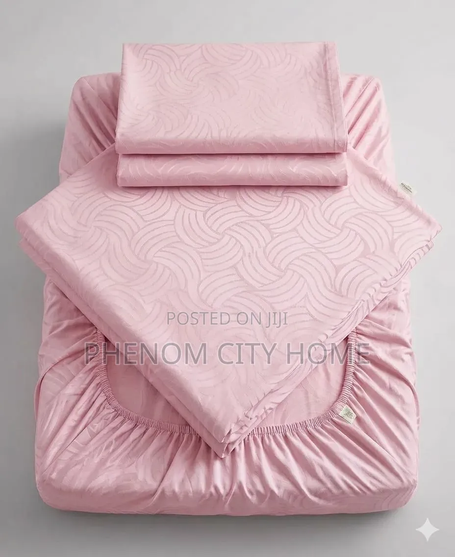 Plain Flowered Parcale Cotton Fitted Sheets