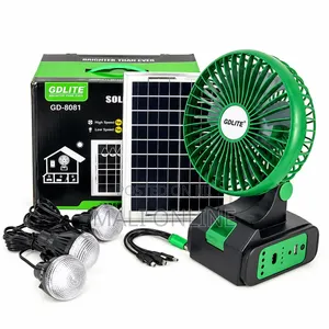 GDLITE GD-8081 Solar Lighting Fan System Kit With 3 LED Bulbs