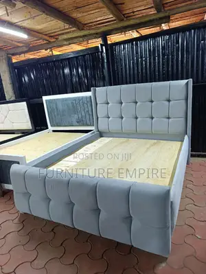 5x6 Grey Chester Upholstered Bed Frame