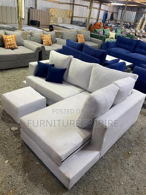 6‐Seater L‐Shaped Off‐White Sofa With Footrest - thumbnail 2