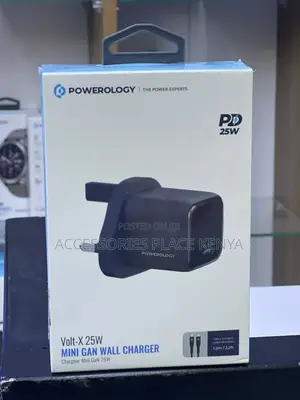 Powerology Volt-X 25W Single Port GaN Type-C Charger With C-C - Black