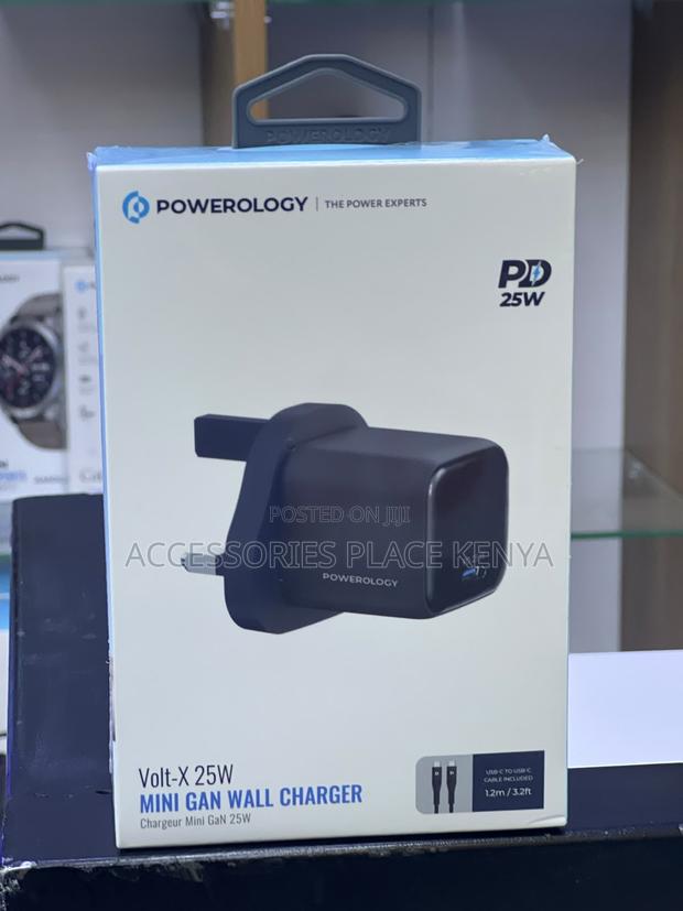 Powerology Volt-X 25W Single Port GaN Type-C Charger With C-C - Black