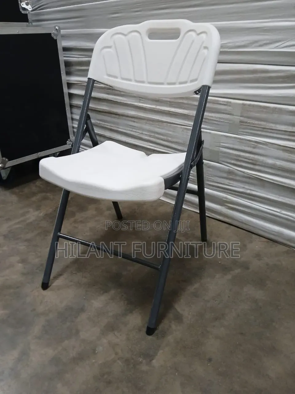 Heavy-Duty White Plastic Folding Chair