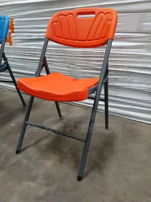 Heavy-Duty Orange Plastic Folding Chair