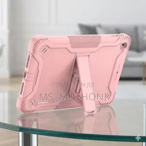 Pink Heavy-Duty Rugged Shockproof Tablet Case Fold-Away Kickstand