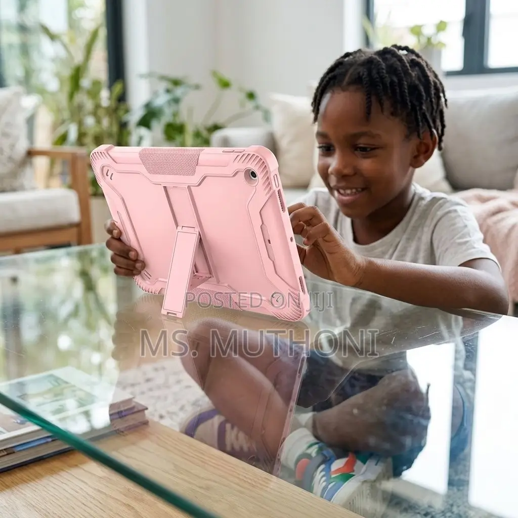 Pink Heavy-Duty Rugged Shockproof Tablet Case Fold-Away Kickstand