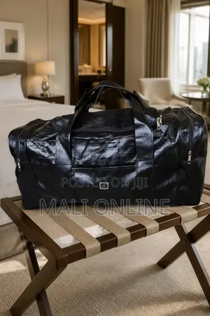 Black Sony Polished Leather Travel Bag