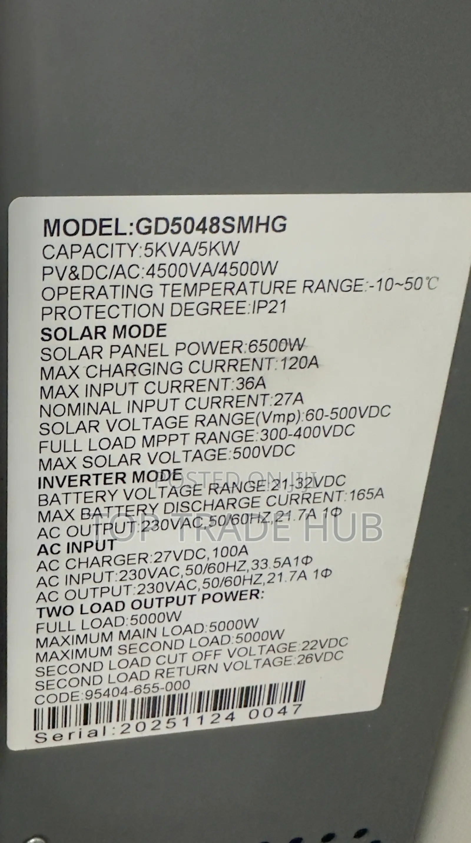 Solar Nyumbani Hybrid Inverter 24V 5kVA/5kW/5000w (High Frequency)