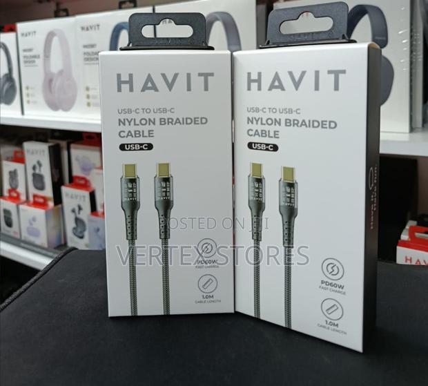 HAVIT ClearSpeed 60W USB-C to USB-C Braided Cable –Hv CB6240