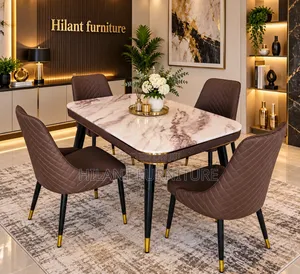4-Seater Luxury Marble Dining Table Set