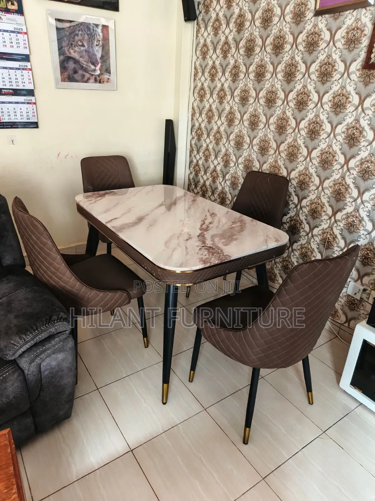 4-Seater Luxury Marble Dining Table Set