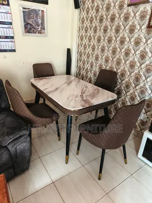 4-Seater Luxury Marble Dining Table Set