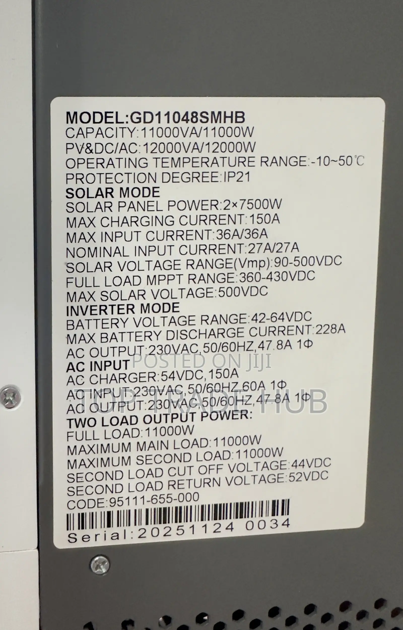 Hepu 11kW Hybrid Solar Inverter 48V 11000va/11kVA(High Frequency)