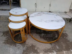 Luxury 4-Piece Round Marble Nesting Coffee Table Set