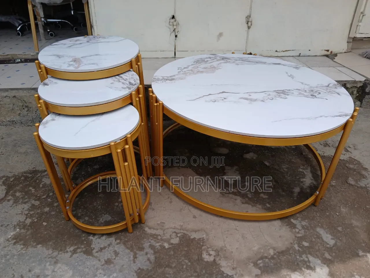 Luxury 4-Piece Round Marble Nesting Coffee Table Set