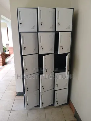 Grey and White 15-Doors Steel Storage Cabinet .