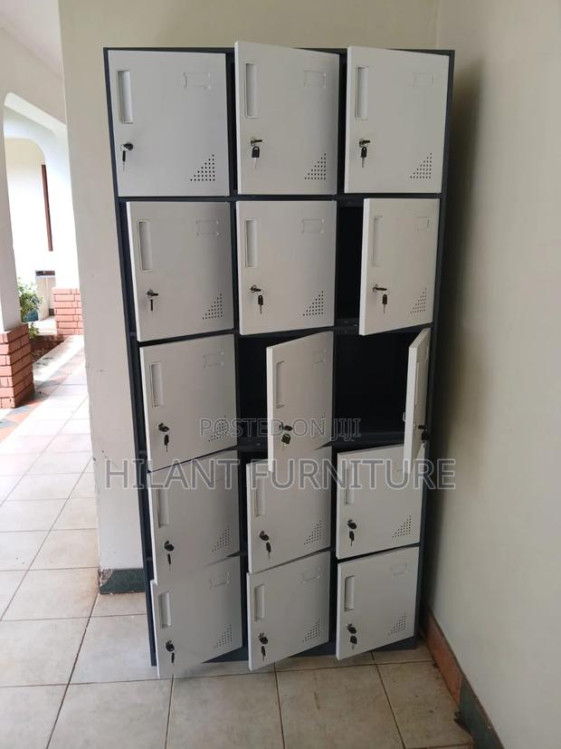 Grey and White 15-Doors Steel Storage Cabinet . - main view