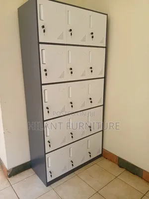 Grey and White 15-Doors Steel Storage Cabinet .