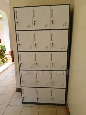 Grey and White 15-Doors Steel Storage Cabinet .