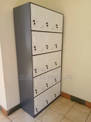 Grey and White 15-Doors Steel Storage Cabinet .
