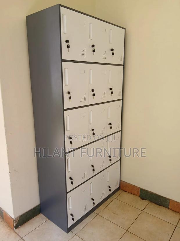 Grey and White 15-Doors Steel Storage Cabinet . - thumbnail 4