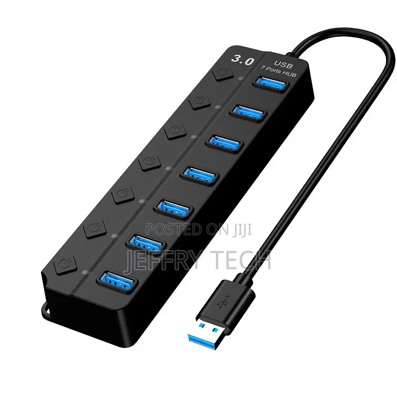 7 Ports With 1 USB 3.0 HUB With on/Off Switch and Power LED 7-in-1 US